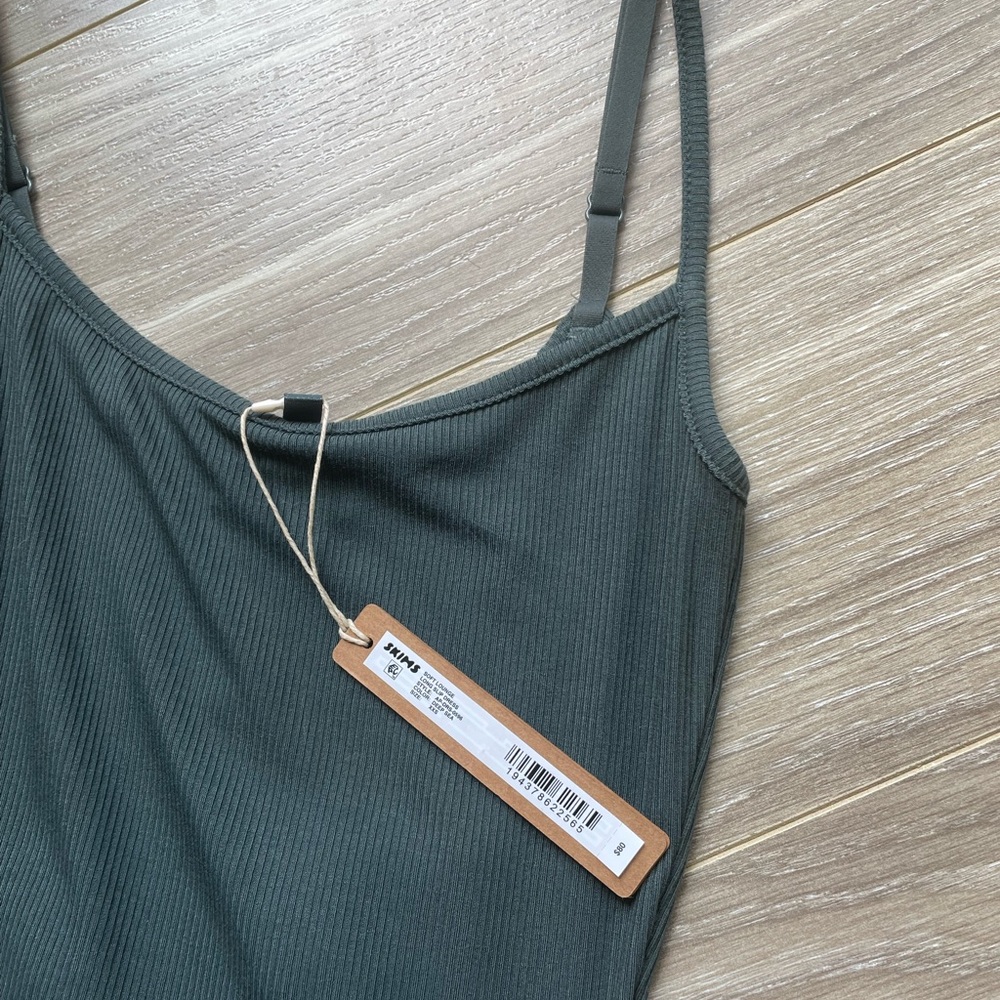 NWT SKIMS Soft Lounge Long Slip Dress In Deep Sea Blue Green Sz XXS - Picture 6 of 8